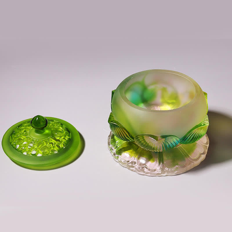Feng Shui Lotus fatto a mano Liuli Crystal Art Piece Home Office Offerta Decorazione