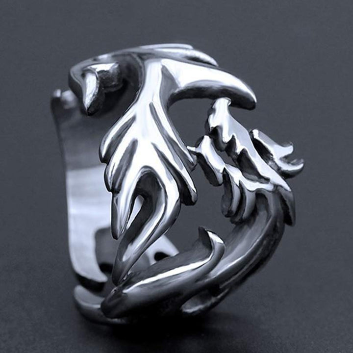 Anello regolabile con motivo a drago Buddha Stones, protezione e forza