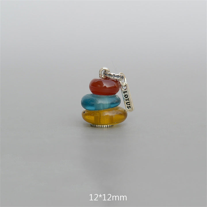 Collana con ciondolo calmante in labradorite con vari cristalli e Buddha Stones Zen Cairn - Ciondolo con perline di vetro in agata rossa, blu acqua e ambra 12*12 mm - image 16