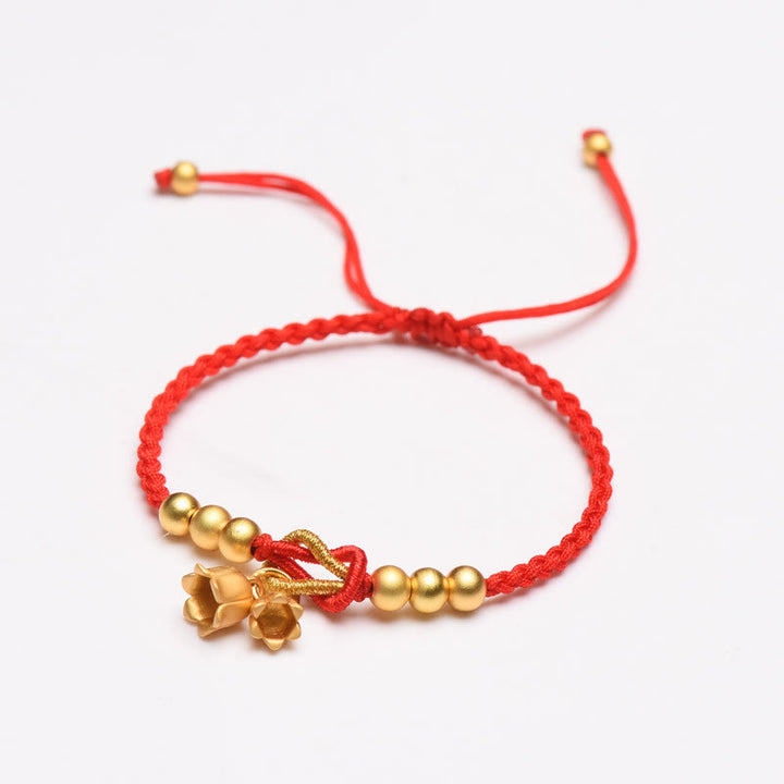 Bracciale intrecciato con ciondolo a forma di fiore di mughetto fatto a mano con Buddha Stones e protezione dalla fortuna