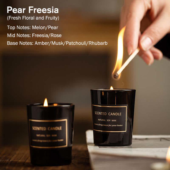 Candela di cera di soia profumata per aromaterapia con fragranza di pera e fresia Blue Bell Meditazione Preghiera - Fresia alla pera (fresca, floreale e fruttata) - image 4