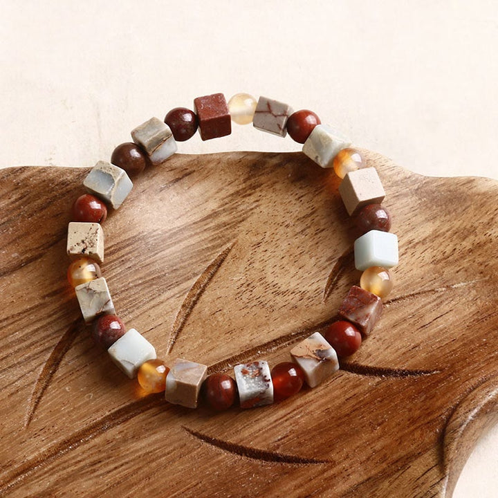 Braccialetto di protezione in pietra naturale Buddha Stones Sea Sediment Jasper Agate