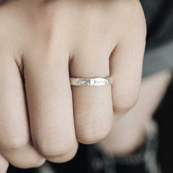 Anello di coppia di benedizione con design semplice in argento sterling 925 Buddha Stones