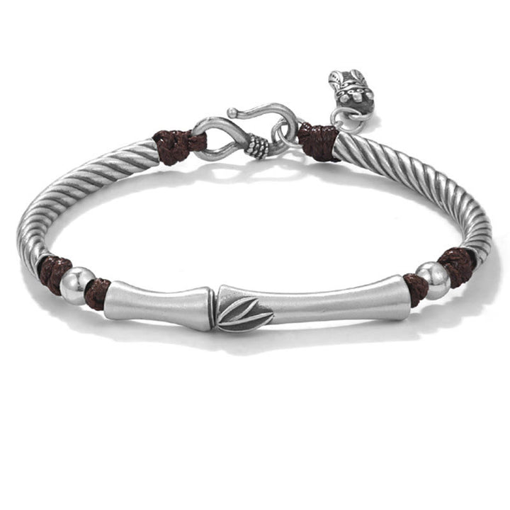 Bracciale Buddha Stones 999 Sterling Silver Bamboo Pattern Cicada Luck Wealth