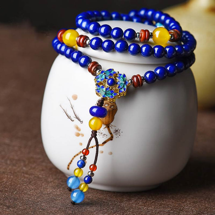 Braccialetto positivo Buddha Stones Lazurite Yellow Agate