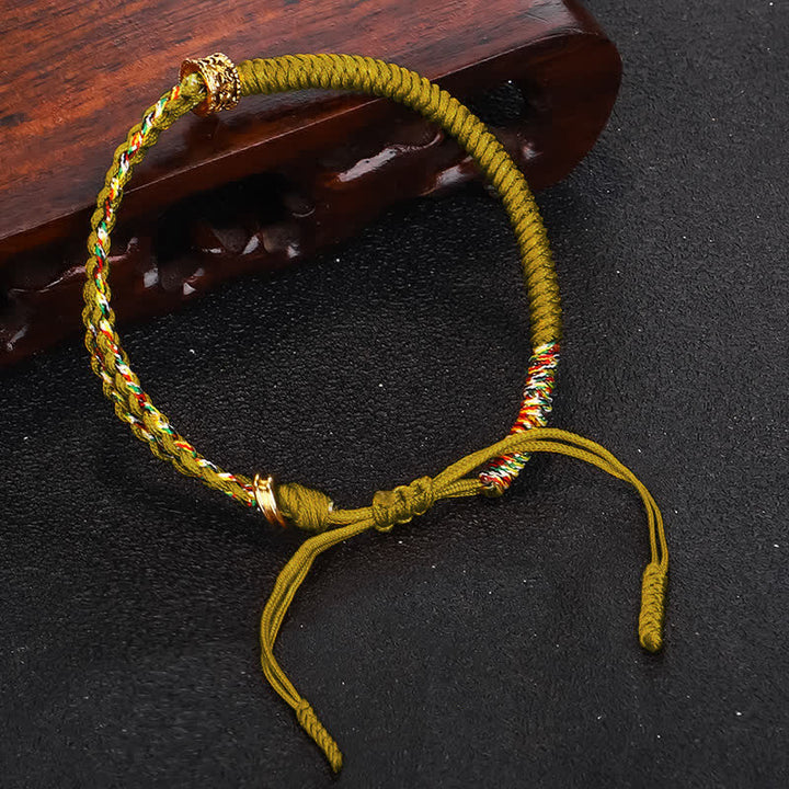 Braccialetto di corda di protezione e fortuna Buddha Stones Om Mani Padme Hum