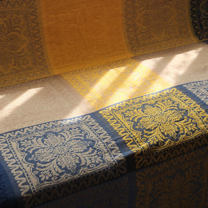 Coperta accogliente tinta a mano con motivo floreale colorato tibetano Buddha Stones