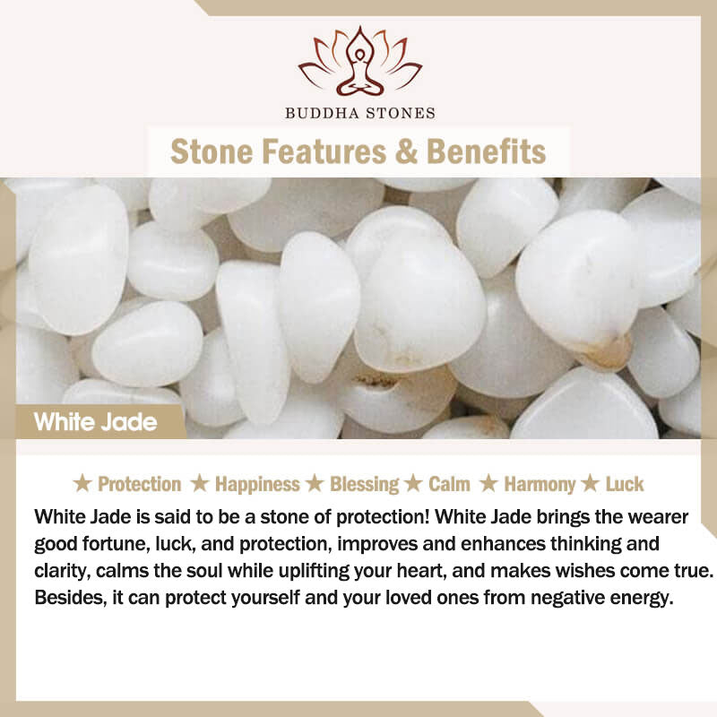 Orecchini pendenti in giada bianca FengShui Buddha Stones