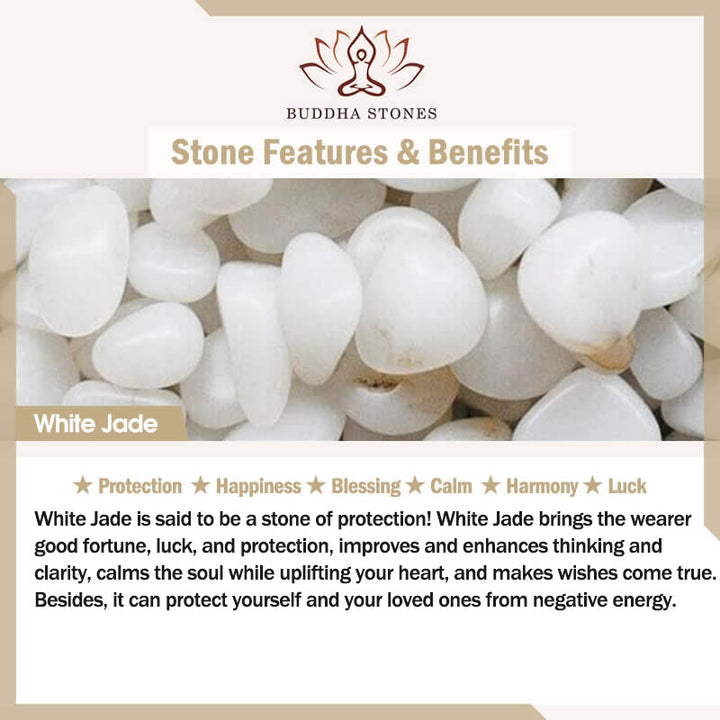 Orecchini pendenti in giada bianca FengShui Buddha Stones