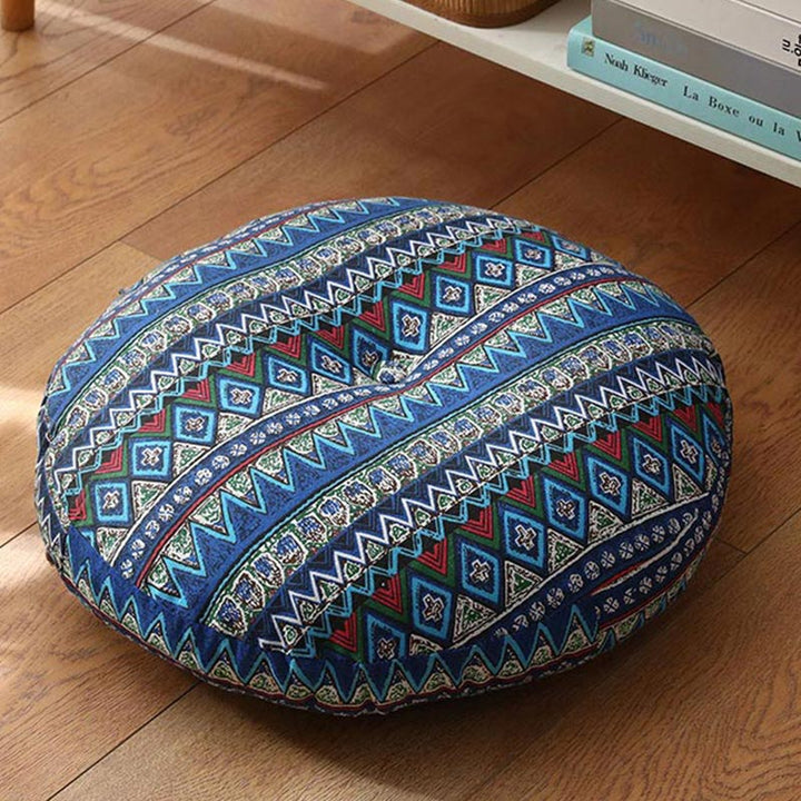 Cuscino per seduta da meditazione in lino con motivo semplice Buddha Stones e loto, decorazione per la casa e il soggiorno
