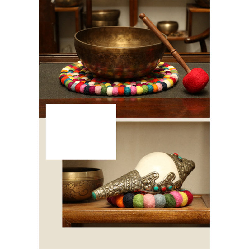 Buddha Stones Cuscino decorativo in feltro di lana, realizzato a mano, con ciotola tibetana per cantare. - image 8