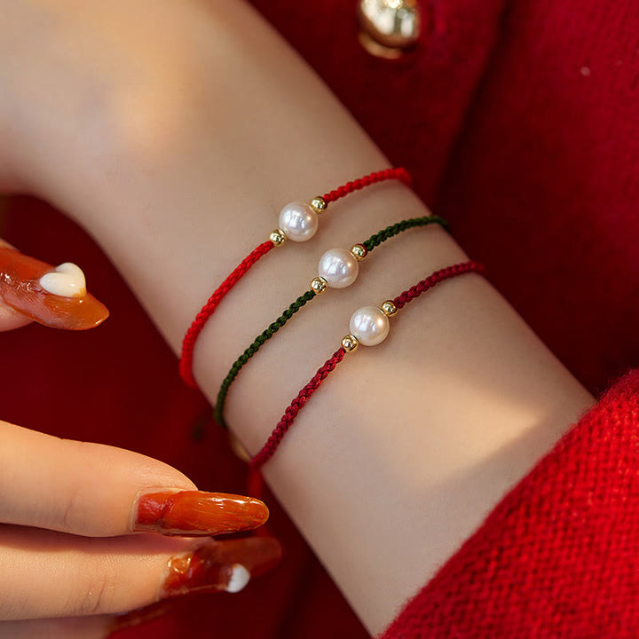 Braccialetto con treccia di perle naturali Buddha Stones Luck String