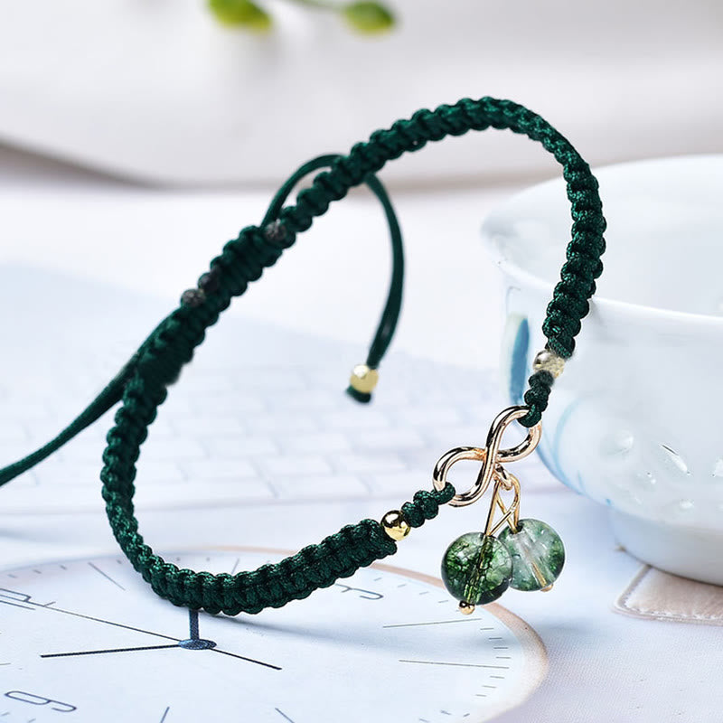 Braccialetto positivo con perline fantasma verde ametista e quarzo fragola naturale Buddha Stones