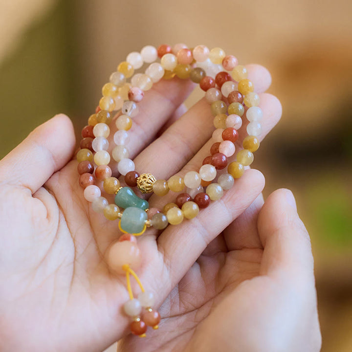 Braccialetto triplo giro Buddha Stones Natural Golden Silk Jade Pumpkin Charm Wealth Luck