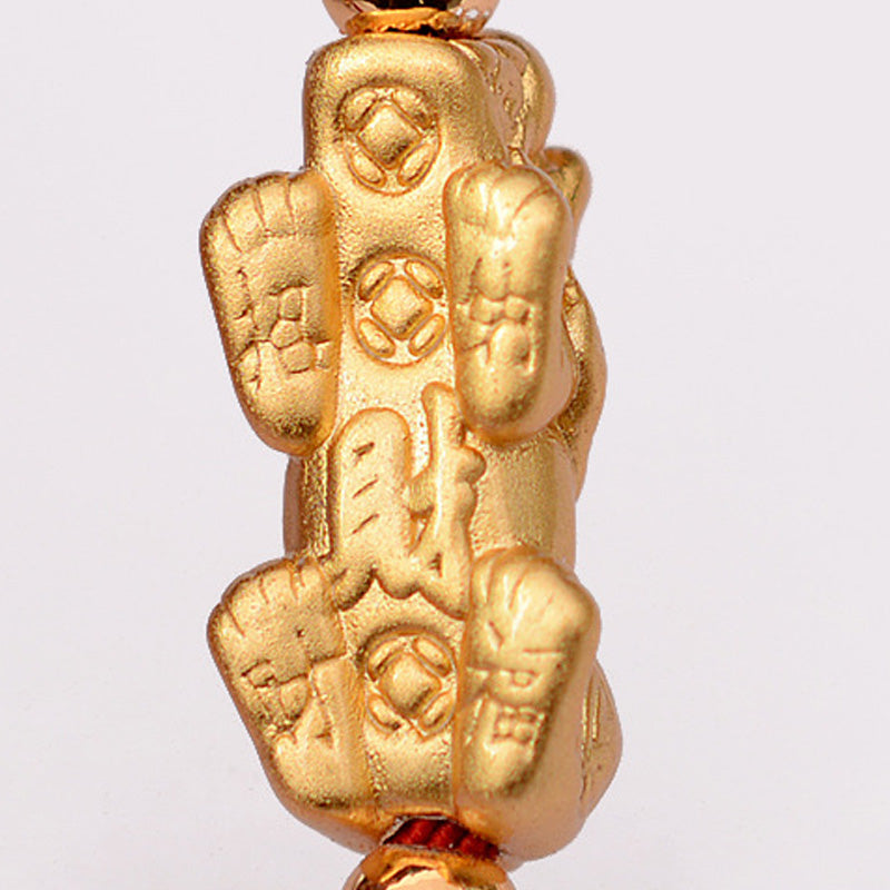 Braccialetto Buddha Stones PiXiu Luck Red String placcato oro 24K
