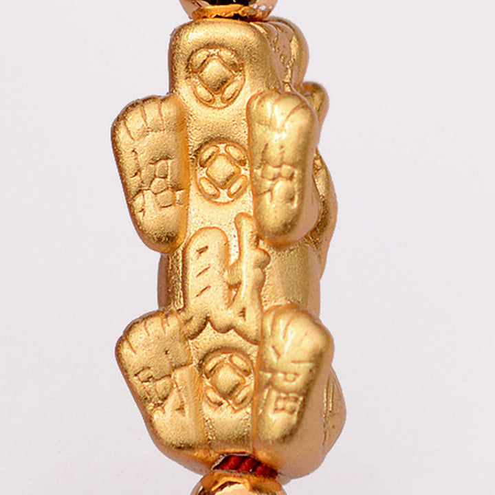 Braccialetto Buddha Stones PiXiu Luck Red String placcato oro 24K