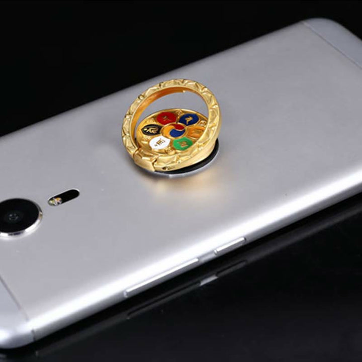 Supporto per anello per telefono con simbolo della pace tibetano Om Mani Padme Hum, decorazioni universali per telefono