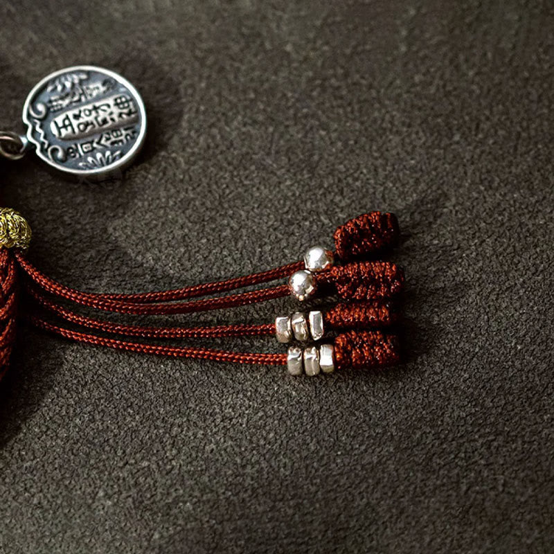 Braccialetto intrecciato in corda con cinque direzioni in argento sterling 925 fatto a mano con Buddha Stones, divinità della ricchezza, fortuna e protezione