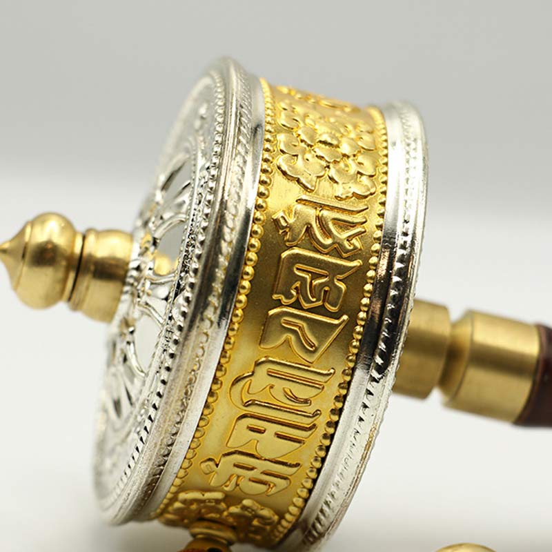 Ruota di preghiera tibetana Sei parole vere Rame Pace Protezione Decorazione