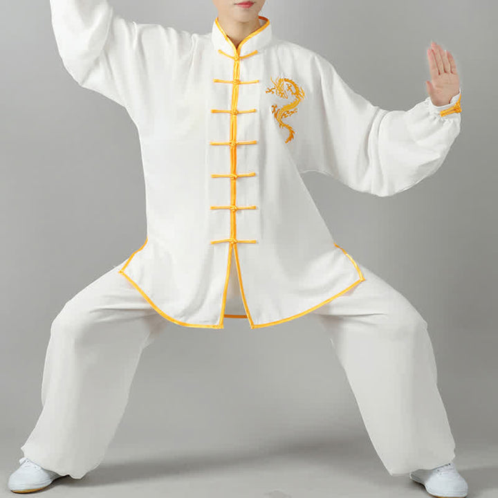 Buddha Stones Drago Ricamato Qi Gong Zen Pratica Spirituale Meditazione Preghiera Uniforme Unisex Abbigliamento Set - image 3