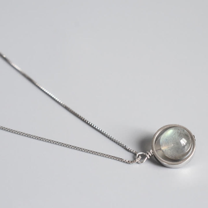 Buddha Stones 925 Sterling Silver Moonstone Love Planet Modello girevole Collana pendente - image 10