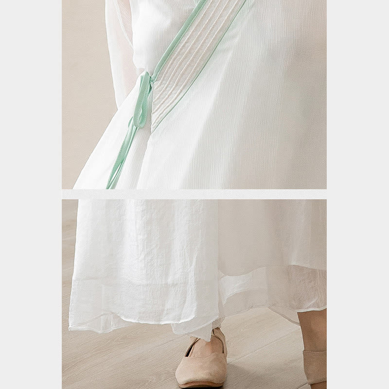 Buddha Stones Retro Preghiera Zen Meditazione Spirituale Pratica Chiffon Abbigliamento Donna Set - image 10