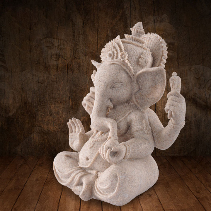 Buddha Stones Ganesh Ganpati Statua Elefante Ricchezza Benedizione Decorazione Casa - image 1
