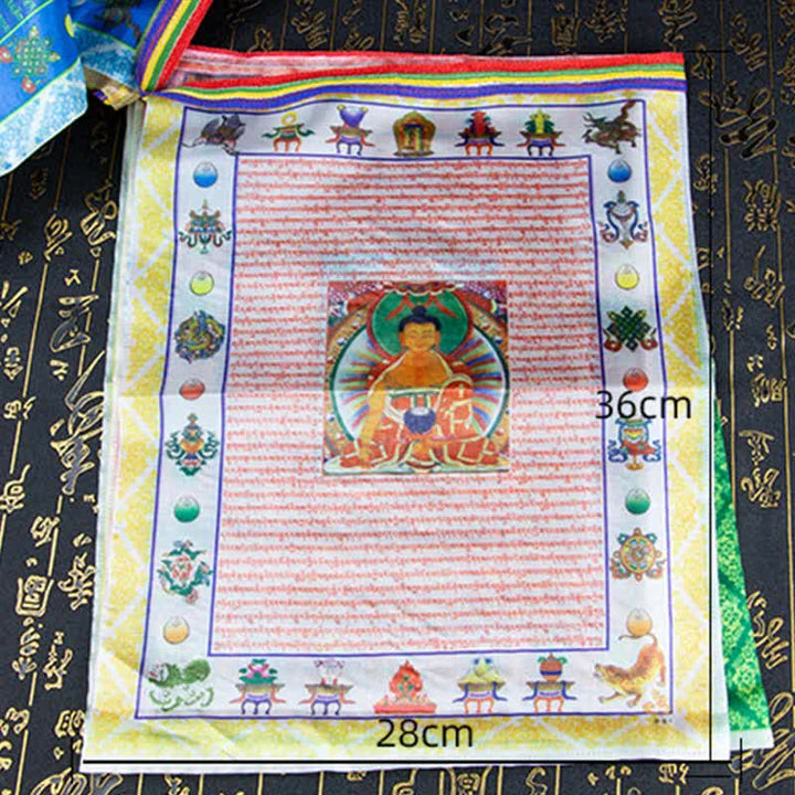 Buddha Stones Bandiera tibetana a 5 colori con cavallo del vento, Buddha Tara, Scritture, Guarigione, Auspiciosa, Preghiera all'aperto - image 15