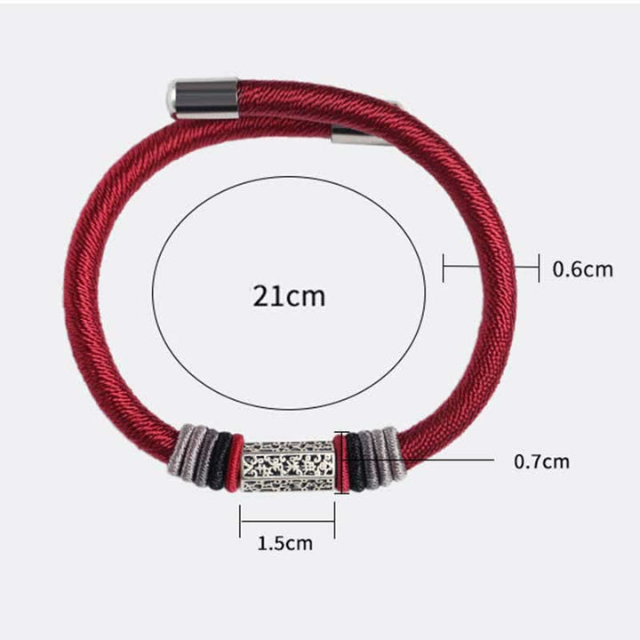 Bracciale Buddha Stones 925 Sterling Silver Om Mani Padme Hum Peace Red String - image 9