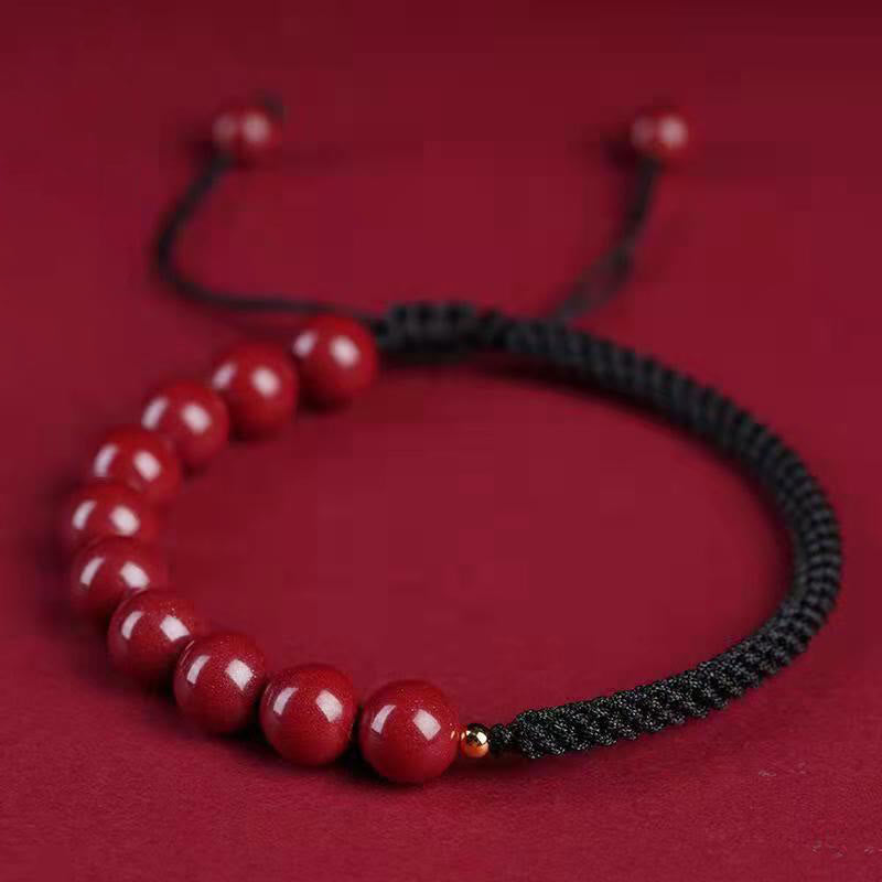 Braccialetto di corda di benedizione con nodo King Kong in cinabro naturale Buddha Stones