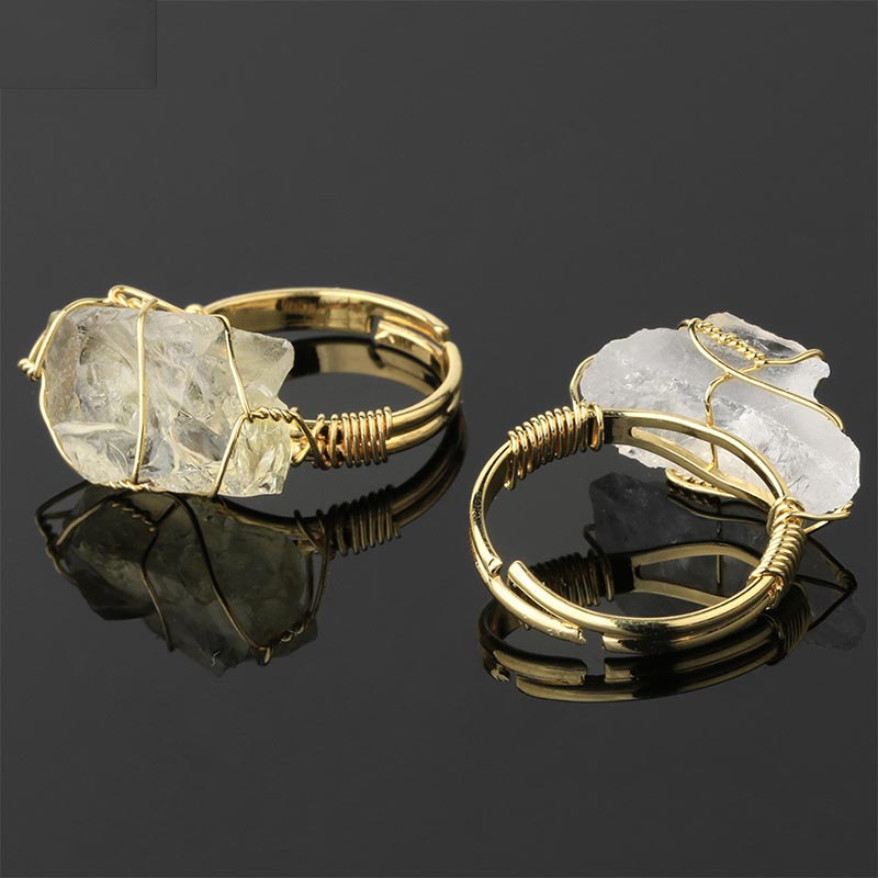 Anello regolabile con pietra preziosa naturale in cristallo di ametista Buddha Stones