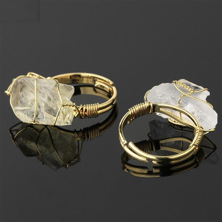 Anello regolabile con pietra preziosa naturale in cristallo di ametista Buddha Stones