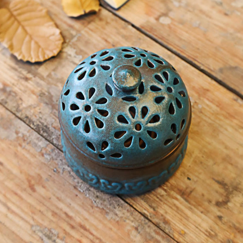 Buddha Stones Mini Hollow Meditazione Spirituale Ceramica Piccolo Bruciatore di Incenso Decorazione