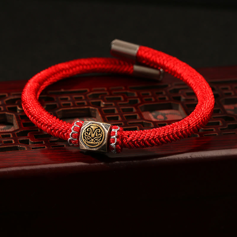 Bracciale Buddha Stones in argento sterling 925 con nodo perfetto e nodo King Kong, fede e forza