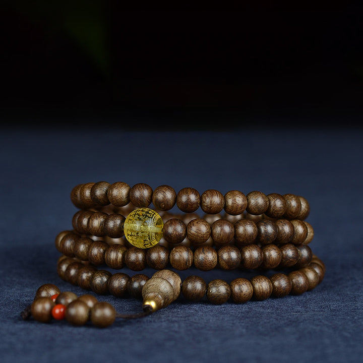 Buddha Stones 108 Mala Beads 999 Oro Brunei Agarwood Cuore Sutra Ambra Agata Rossa Forza Bracciale Meditazione
