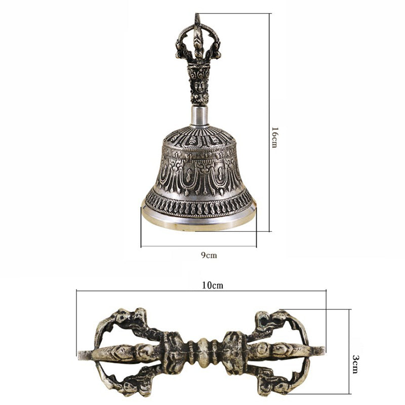 Set di campane per meditazione tibetane Buddha Stones e decorazioni in rame Vajra Dorje