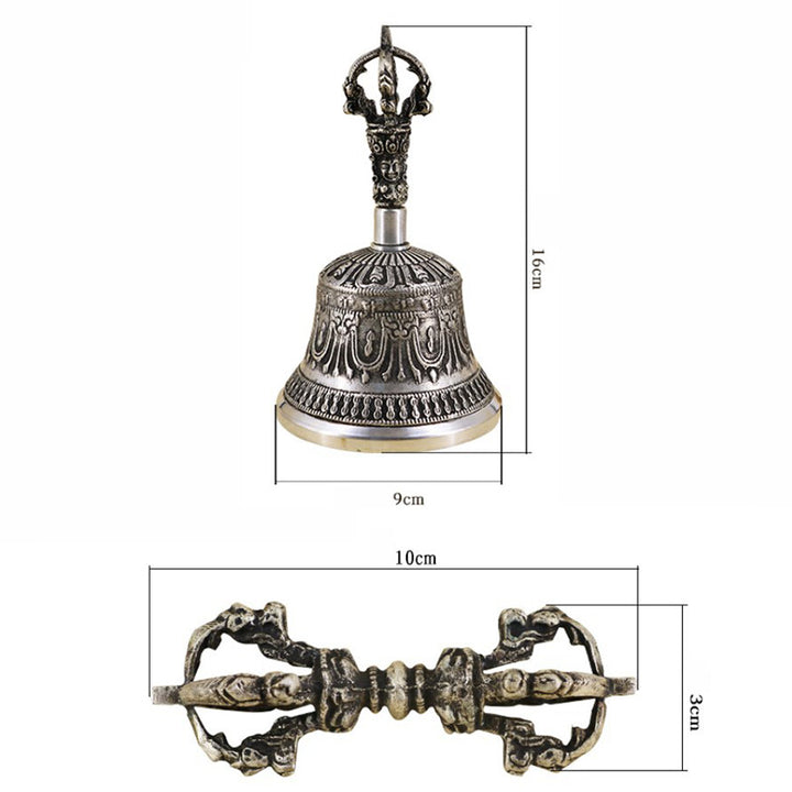 Set di campane per meditazione tibetane Buddha Stones e decorazioni in rame Vajra Dorje