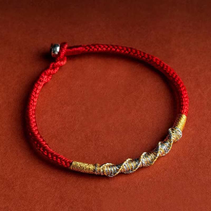 Braccialetto di protezione intrecciato con corda rossa Buddha Stones in argento sterling 925, forza e fortuna - Fibbia in argento 925 - 20 cm - image 3