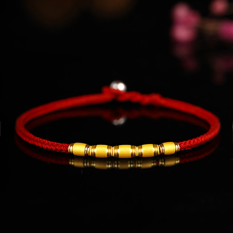 Braccialetto in corda rossa con nodo della pace a otto fili in oro 999 con Buddha Stones portafortuna