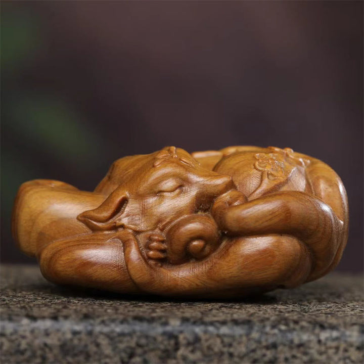 Decorazione da appendere all'auto, in legno di sandalo verde, Buddha Stones, mini volpe a nove code, decorazione per la pace.