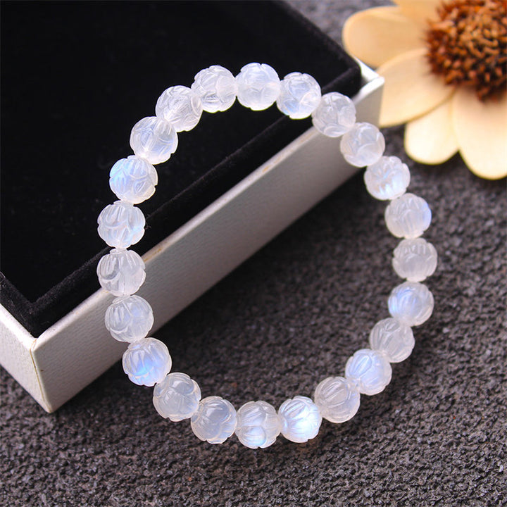 Bracciale Buddha Stones Natural Moonstone Lotus Love