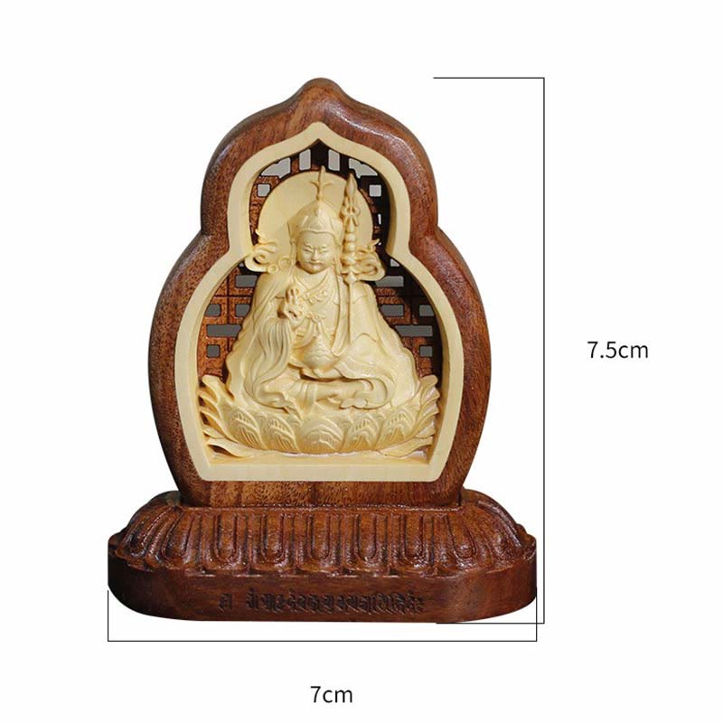 Buddha Stones Guru Rinpoche Buddha Padmasambhavan Serenity Statua incisa in legno