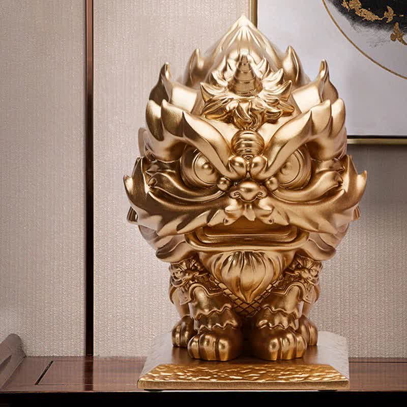 Buddha Stones Statua del leone Forza Resina Decorazione per la casa e l'ufficio - Oro - image 1