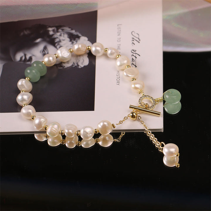 Braccialetto a catena curativo con perle di quarzo fragola verde Buddha Stones