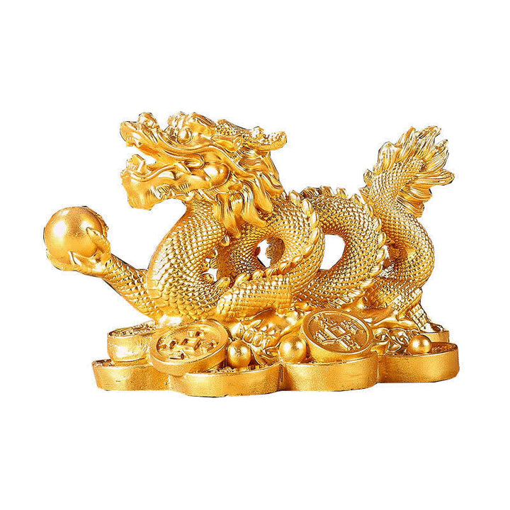 Buddha Stones Feng Shui Drago Moneta di rame Ricchezza Successo Fortuna Decorazione - Oro - 11 cm*6 cm*7 cm - image 0