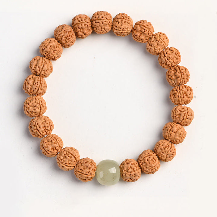 Buddha Stones Tibet Rudraksha Bodhi Seme Ricchezza Auspicio Bracciale - Giada di Hetian - image 19