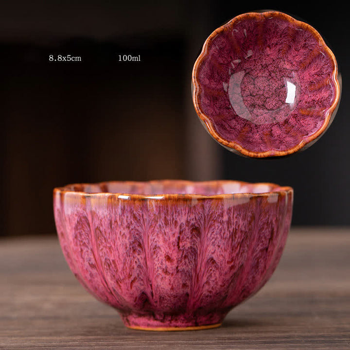 Buddha Stones Peach Blossom Pattern Tazza da tè in ceramica Tazze da tè a forma di fiore
