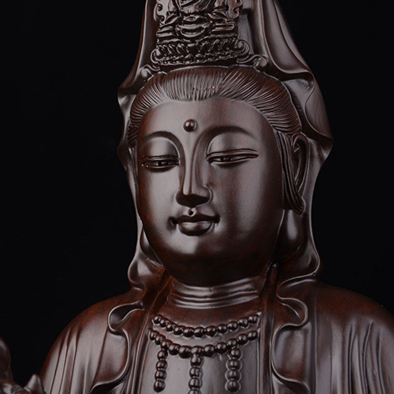 Buddha Stones Avalokitesvara Ebano Loto Armonia Benedizione Decorazione della casa - image 5