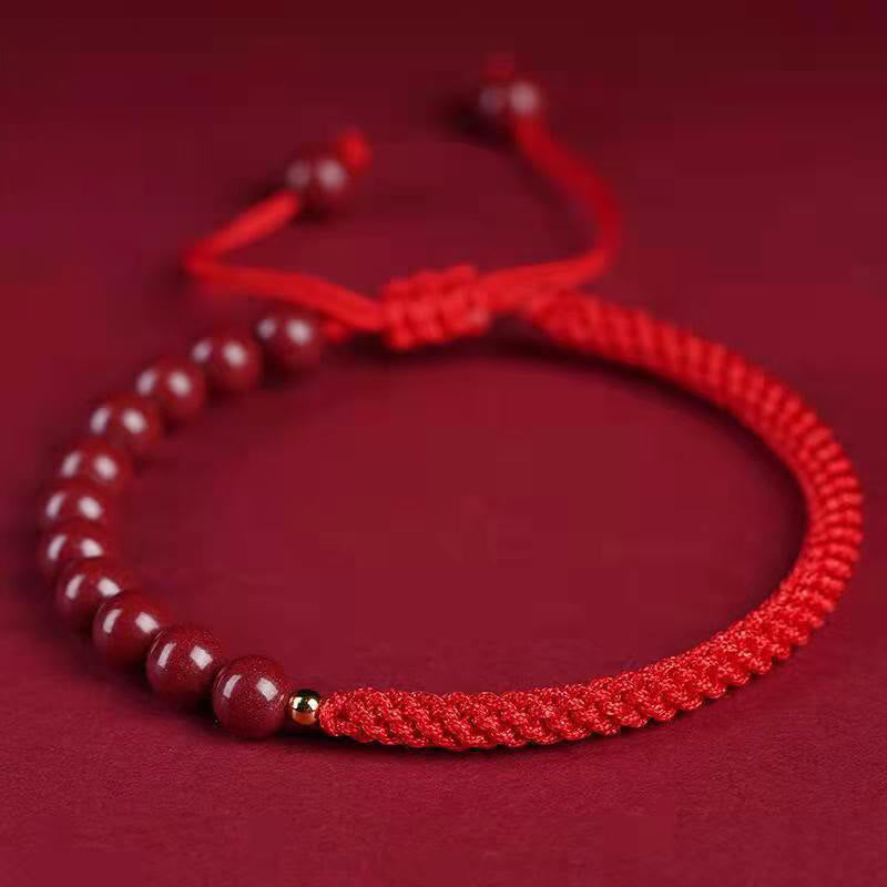 Braccialetto di corda di benedizione con nodo King Kong in cinabro naturale Buddha Stones