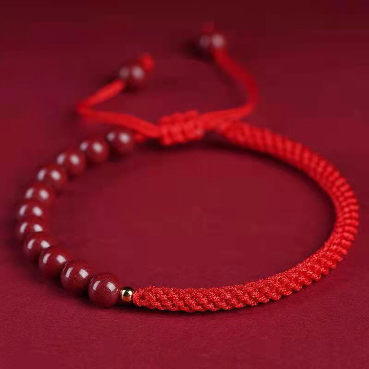 Braccialetto di corda di benedizione con nodo King Kong in cinabro naturale Buddha Stones